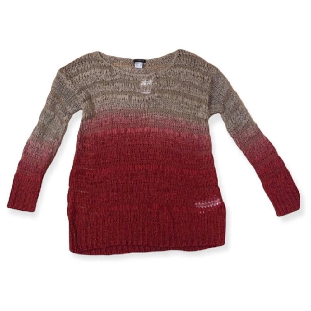 𝅺VENUS Loose Knit Ombre Open Knit Round Neck Pullover Sweater maille top size M